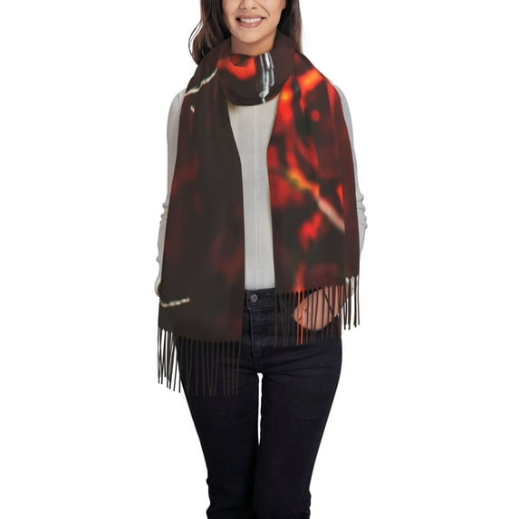 Honeii Halloween Vampire Party Print Scarf Oversized Scarf Tassel Fall Winter Thick Scarf Warm Shawl Women,Women's Scarves & Wraps