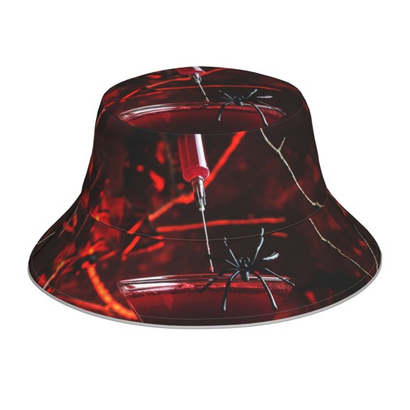 Honeii Halloween Vampire Party for Unisex Bucket Hat Waterproof Rain Hat Reversible Shiny Rave Bucket Hat for Concert Festival Boonie Cap