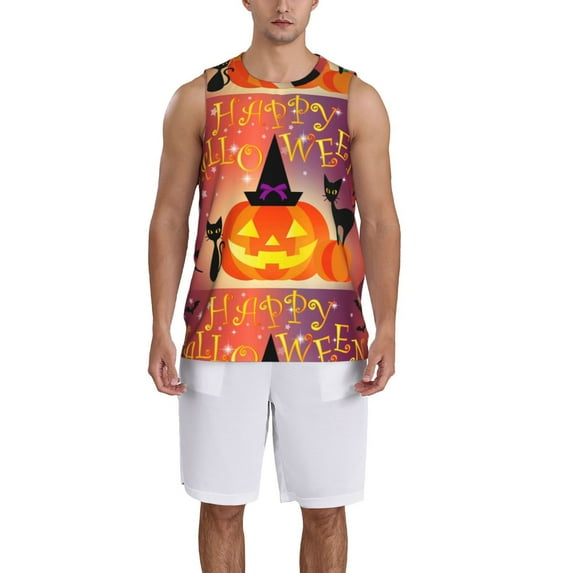 Honeii Halloween print basktball shirt for men and women, Unisex basketball jersey for Theme party-X-Large