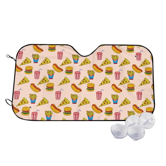 Honeii Hamburger Pizza Print Car Sunshade for Windshield,Car Cover Sunshade Protector,Foldable Front Window Sun Visor,Fits Cars, SUVs, Trucks