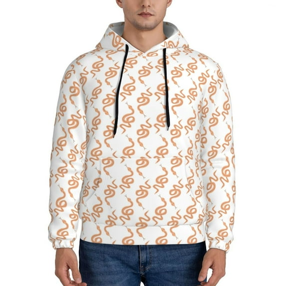 Honeii Hand Drawn Snake Pattern Mens Hoodies Men's Loose Sleeve Sweatshirt,Pullover Hooded Sweatshirt for Men,Essentials Hoodie-4X-Large