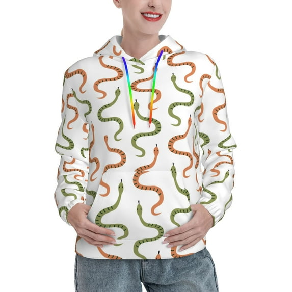 Honeii Hand Drawn Snake Pattern Womens Oversized Hoodies Long Sleeve Sweatshirts Pullover Fall Outfits with Pocket-XX-Large