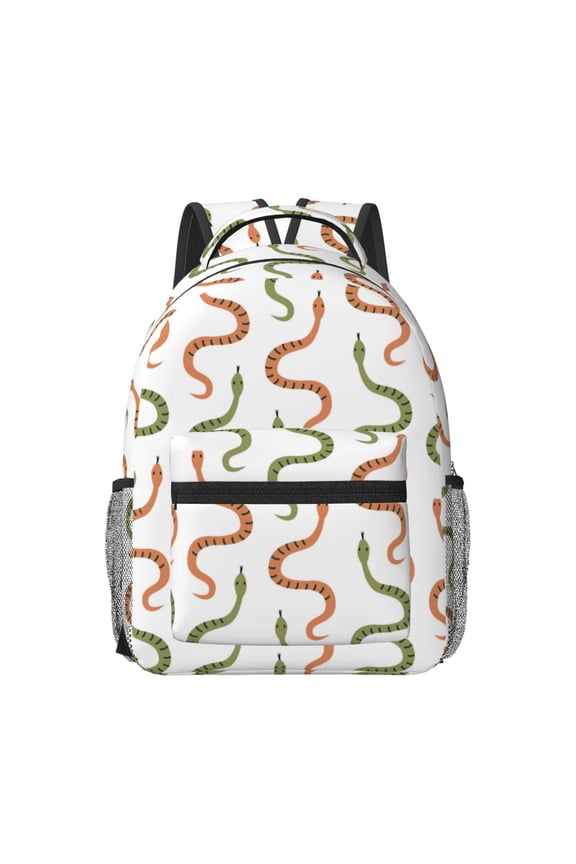 Hand Drawn Snake Print Backpack for School,15.6 inch Laptop Back Pack for High School and College Students, Waterproof Computer Bookbag-One Size