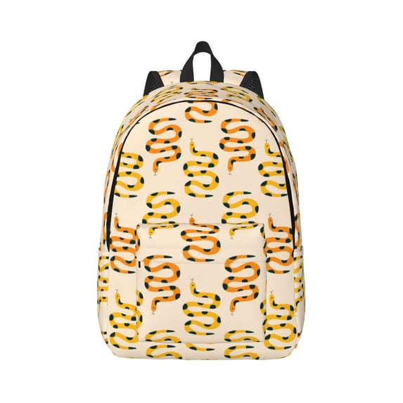 Honeii Hand Drawn Snake Print Canvas College Laptop Backpack, Durable Rucksack Travel Notebook Bag School Backpack Book Bag for Men Women-Small