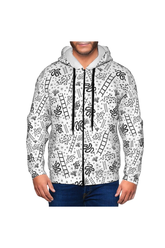 Hand Drawn Snake Print Hoodies for Men, Pullover & Full Zip, Breathable Zip up Hoodie, Sweatshirt-Medium