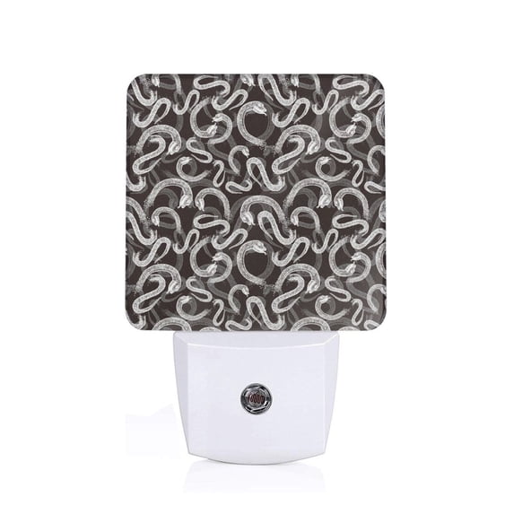 Honeii Hand Drawn Snake Print LED Night Light with Light Sensor, Night Lights Plug Into Wall,Ideal for Bedrooms and Hallways-EU
