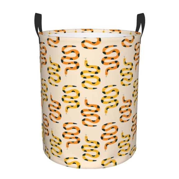 Honeii Hand Drawn Snake Print Laundry Hamper Basket,Baby Nursery Woven Storage Basket for Toys Bin,Pillows,Blankets,Clothes-Small