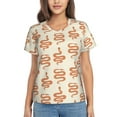 thumbnail image 1 of Honeii Hand Drawn Snake Print Women's Classic V-Neck T-Shirt,Womens Fashion Tops,Stylish Everyday Top for Women, Casual Summer Spring Outfits Clothes-Large, 1 of 5