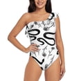 thumbnail image 1 of Honeii Hand Drawn Snake for women's one-piece swimsuit featuring a chic one-shoulder design experience elegance and style in the water-XX-Large, 1 of 6