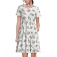 thumbnail image 1 of Honeii Hand Drawn Squirrel Print Women’s Short Sleeve Dress, Comfortable Casual Dress, Soft Polyester Spandex Blend, Stylish Everyday Wear for Summer, Perfect for Travel and Vacation, 1 of 6