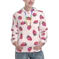 thumbnail image 1 of Honeii Hand Drawn Strawberry Pattern Womens Oversized Hoodies Long Sleeve Sweatshirts Pullover Fall Outfits with Pocket-Large, 1 of 7