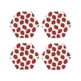 thumbnail image 1 of Honeii Hand Drawn Strawberry print Leather Coaster Set of 4, ideal for safeguarding your furniture from drinks spills and effortless cleanup-Hexagon, 1 of 6