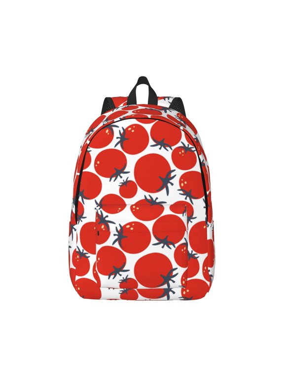 Hand Drawn Tomatoes Print Canvas College Laptop Backpack, Durable Rucksack Travel Notebook Bag School Backpack Book Bag for Men Women-Small