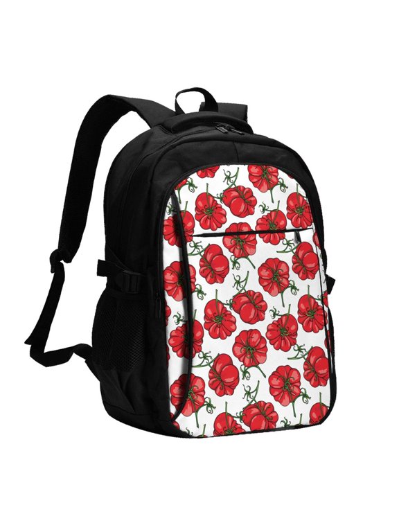 Hand Drawn Tomatoes for Travel Laptop Backpack, Business Laptops Backpack with USB Charging Port, College High School Computer Bag for Men Women
