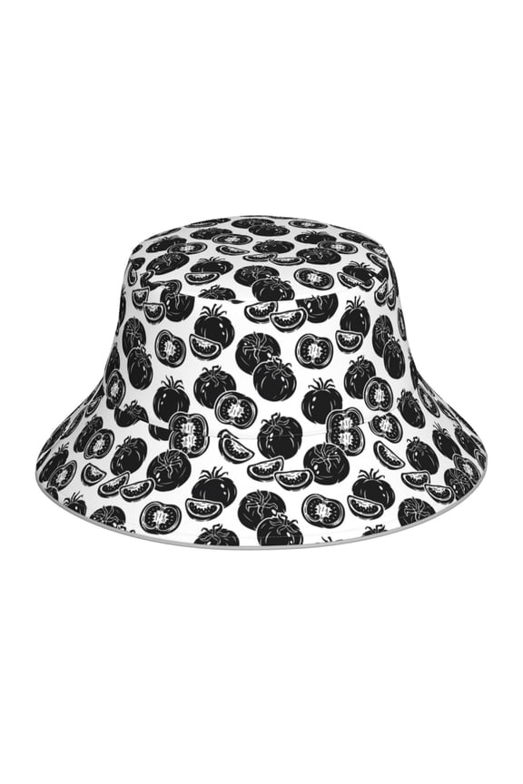 Hand Drawn Tomatoes for Unisex Bucket Hat Waterproof Rain Hat Reversible Shiny Rave Bucket Hat for Concert Festival Boonie Cap