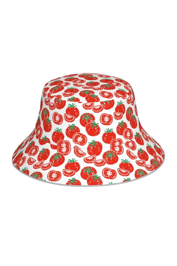 Hand Drawn Tomatoes for Unisex Bucket Hat Waterproof Rain Hat Reversible Shiny Rave Bucket Hat for Concert Festival Boonie Cap