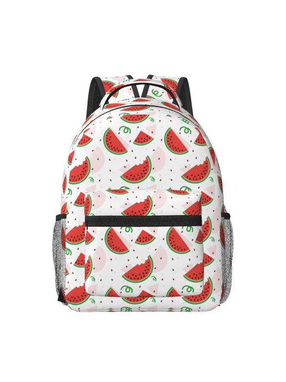Hand Drawn Watermelon Print Backpack for School,15.6 inch Laptop Back Pack for High School and College Students, Waterproof Computer Bookbag-One Size