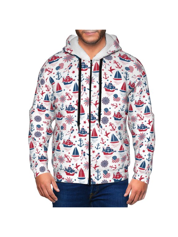 Happy Columbus Day Print Hoodies for Men, Pullover & Full Zip, Breathable Zip up Hoodie, Sweatshirt-Medium