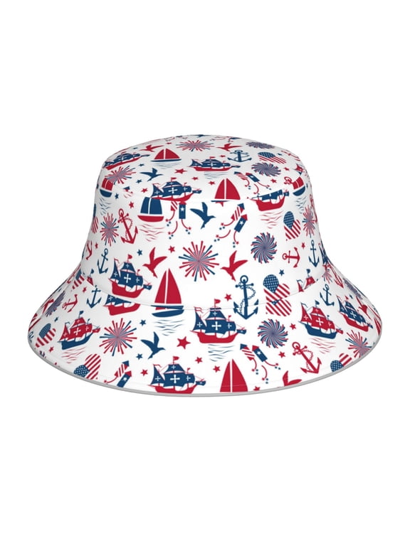 Happy Columbus Day for Unisex Bucket Hat Waterproof Rain Hat Reversible Shiny Rave Bucket Hat for Concert Festival Boonie Cap