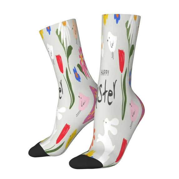 Honeii Happy Easter Print Adult Socks,Crew Socks,Casual Calf Socks,Daily Wear Socks for Men & Women, Perfect for Sports, Casual and Everyday Use