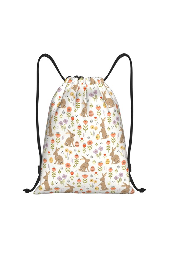 Happy Easter Print Drawstring Backpack,Drawstring Bags String Backpack Gym Cinch Sack Backpack Sport Bag Draw-Small