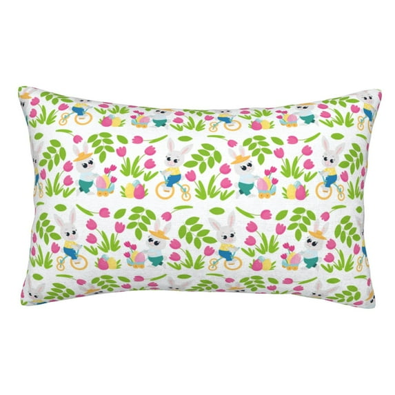 Honeii Happy Easter Print Pillow Cases,Plush Throw Pillow Covers,Decorative Pillowcase for Sofa, Couch, Living Room-16"x24"