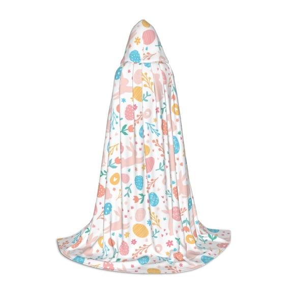 Honeii Happy Easter Print Poncho Cape, Cloak Coat, Snuggly Hooded Wearable Blanket, Hooded Cape For Teenagers,Halloween Costumes-Large