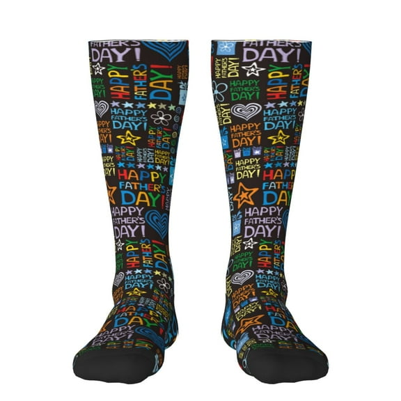 Honeii Happy Father Day Print Long Socks,Novelty Design Socks Gift for Men and Women,Crew Socks,Calf Socks
