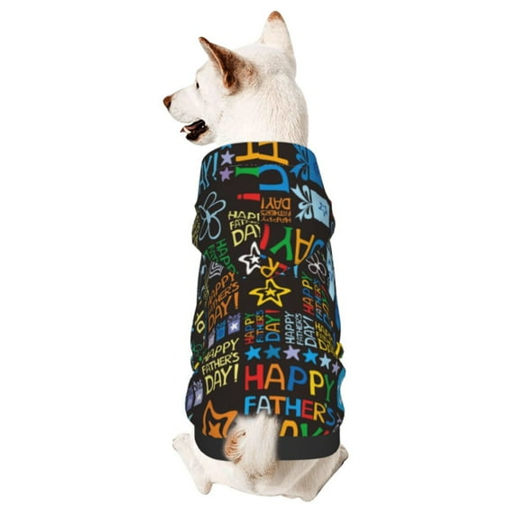 Honeii Happy Father Day Print Small Dog Hoodies Pet Hooded Sweatshirts Fall Winter Puppy Cat Sweaters Warm Clothes for Small Dogs Outfits Costume-XX-Large