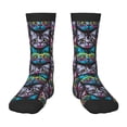 thumbnail image 1 of Honeii Happy Kitten Faces Print Children's Colorful Socks,Unisex Kids and Toddlers' Cushioned Sock,Kids Athletic Crew Socks,for Everyday Wear and Sports, 1 of 5
