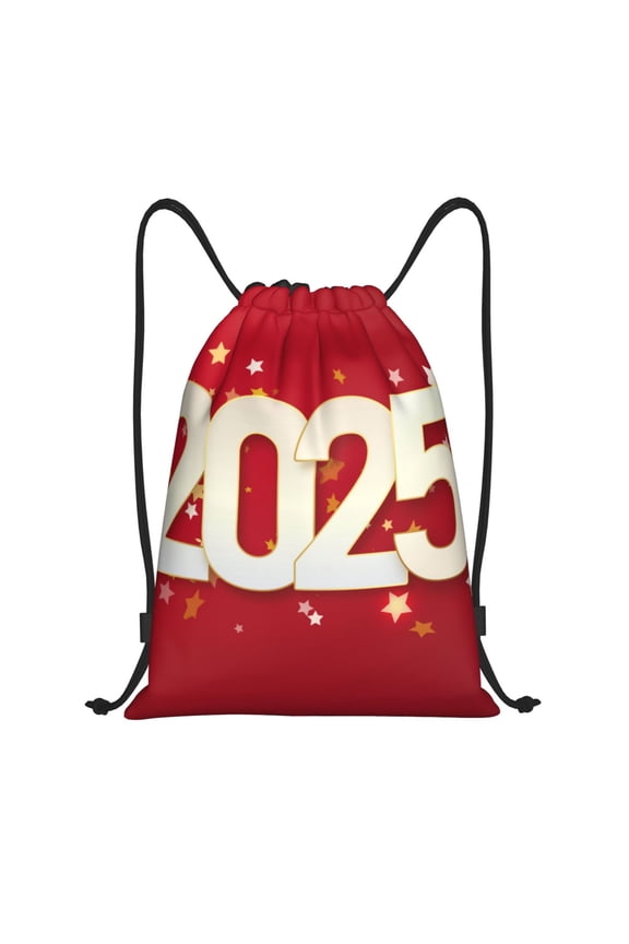 Happy New 2025 Year Print Drawstring Backpack,Drawstring Bags String Backpack Gym Cinch Sack Backpack Sport Bag Draw-Medium