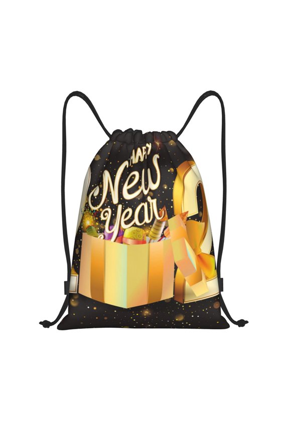 Happy New Year 2025 C Print Drawstring Backpack,Drawstring Bags String Backpack Gym Cinch Sack Backpack Sport Bag Draw-Medium
