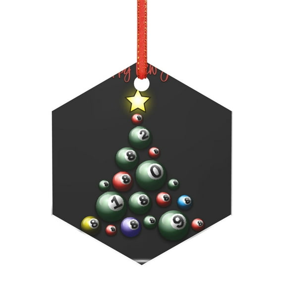 Honeii Happy New Year Print Christmas Tree Acrylic Ornament | Christmas Decoration, Living Room Bedroom Garden Seasonal Decor for Christmas Tree-Hexagon