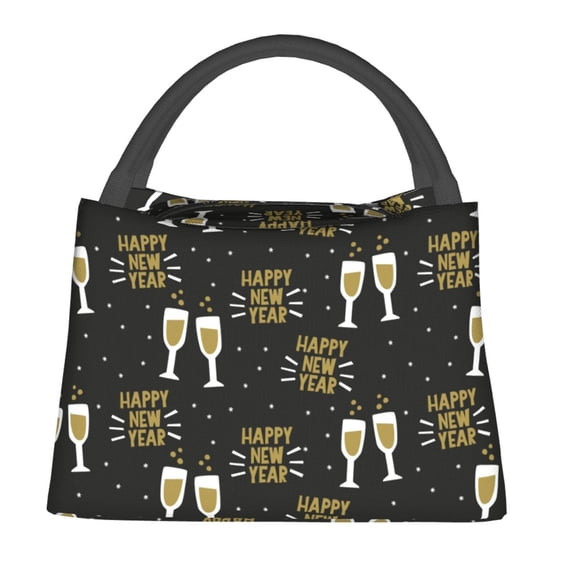 Honeii Happy New Year Print Cooler Bag Insulated, Large Leakproof Soft Sided Portable Cooler Bag,Lunch Box Lunch Bag