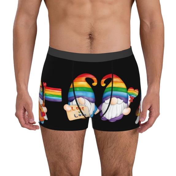 Honeii Happy Pride Gnome Men's Underwear Boxer Briefs Pack, ComfortSoft Boxer Brief for Men, Moisture-Wicking Breathable-X-Large