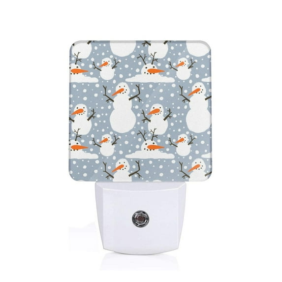 Honeii Happy Snowmen Snowfall Print LED Night Light with Light Sensor, Night Lights Plug Into Wall,Ideal for Bedrooms and Hallways-EU