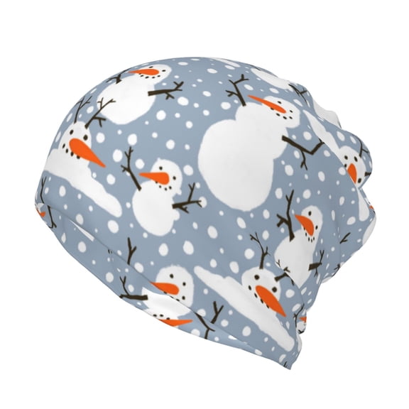 Honeii Happy Snowmen Snowfall Print Winter Beanie Daily Hat - Thermal Polar Fleece Ski Running Hat Skull Cap for Men and Women,Beanie