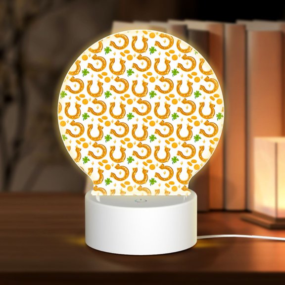 Honeii Happy St. Patrick's Day Print Acrylic LED Night Lamp,Round Touch-Control Night Light with 3 Lighting Modes,for Bedrooms, Living Rooms, and Gifting