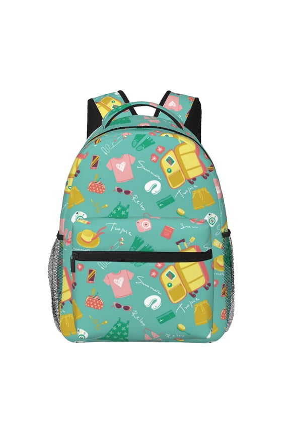 Happy Summer Print Backpack for Both Men and Women, Basic Bookbag for College, Work, or Travel,Rucksack Computer Bag-One Size