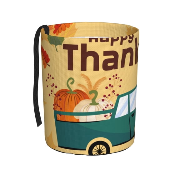 Honeii Happy Thanksgiving Day Print Waterproof Car Trash Can,Waterproof Portable Collapsible Trash Can,Garbage Container fits Most Cars,SUVs,and Trucks