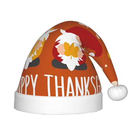 Honeii Happy Thanksgiving Three Gnomes Print Hat Santa Claus Hat For Xmas Party, Christmas Caps For Boys Girls Child,Christmas Beanie