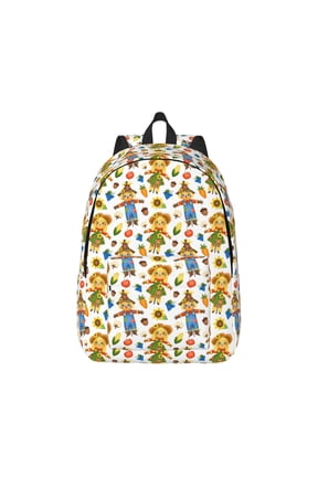 Harvest Scarecrow Pattern Print Canvas College Laptop Backpack, Durable Rucksack Travel Notebook Bag School Backpack Book Bag for Men Women-