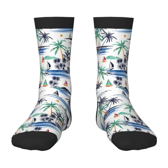 Honeii Hawaii Palms Print Children's Colorful Socks,Unisex Kids and Toddlers' Cushioned Sock,Kids Athletic Crew Socks,for Everyday Wear and Sports