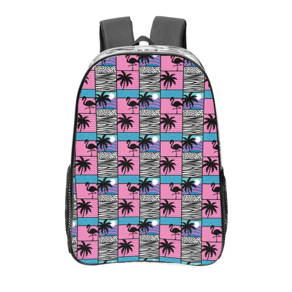 Honeii Hawaii Palms Print Clear Backpack Heavy Duty Transparent Bag 17" See Through BookBag for Women Men Adults Work Festival Sports Travel