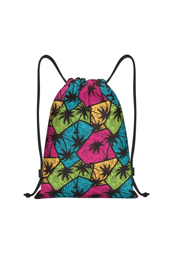 Hawaii Palms Print Drawstring Backpack,Drawstring Bags String Backpack Gym Cinch Sack Backpack Sport Bag Draw-Small