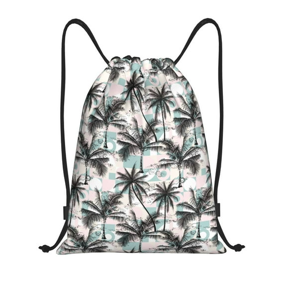 Honeii Hawaii Palms Print Drawstring Backpack,Drawstring Bags String Backpack Gym Cinch Sack Backpack Sport Bag Draw-Small