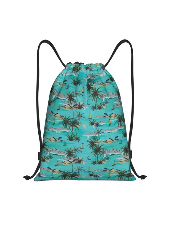 Hawaii Palms Print Drawstring Backpack,Drawstring Bags String Backpack Gym Cinch Sack Backpack Sport Bag Draw-