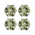 thumbnail image 1 of Honeii Hawaii Palms print Leather Coaster Set of 4, ideal for safeguarding your furniture from drinks spills and effortless cleanup-Hexagon, 1 of 6