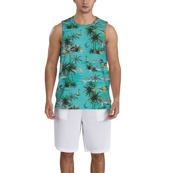 Honeii Hawaii Palms print basktball shirt for men and women, Unisex basketball jersey for Theme party-Large