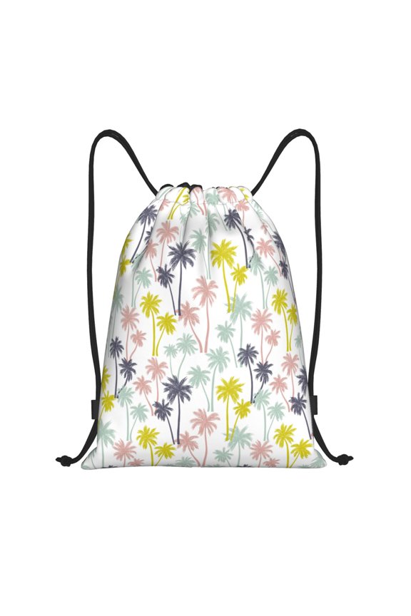 Hawaiian Coconut Tree Print Drawstring Backpack,Drawstring Bags String Backpack Gym Cinch Sack Backpack Sport Bag Draw-Medium